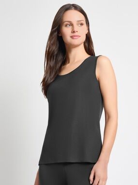 Ming Wang Black Sleeveless Scoop Neck Shell Top
